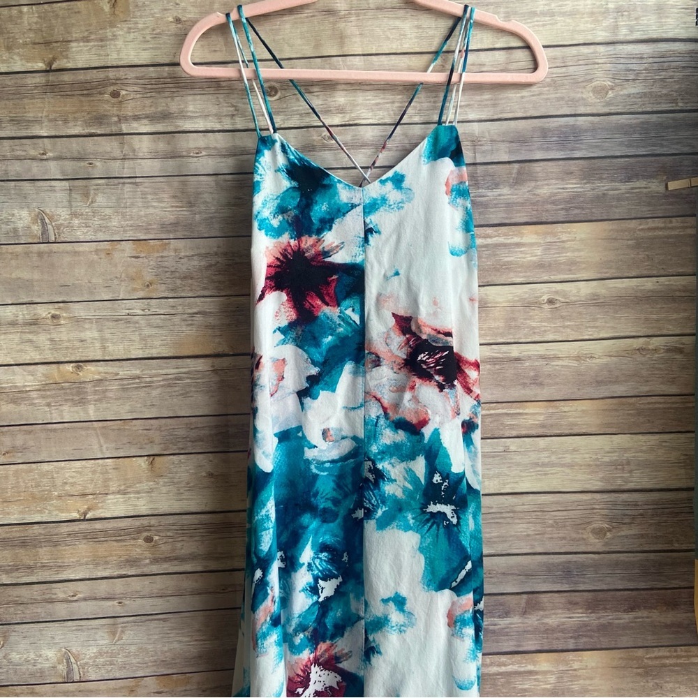 Olive & Oak Calliope Ivory Floral Maxi Strappy Beachy Sundress Size Small